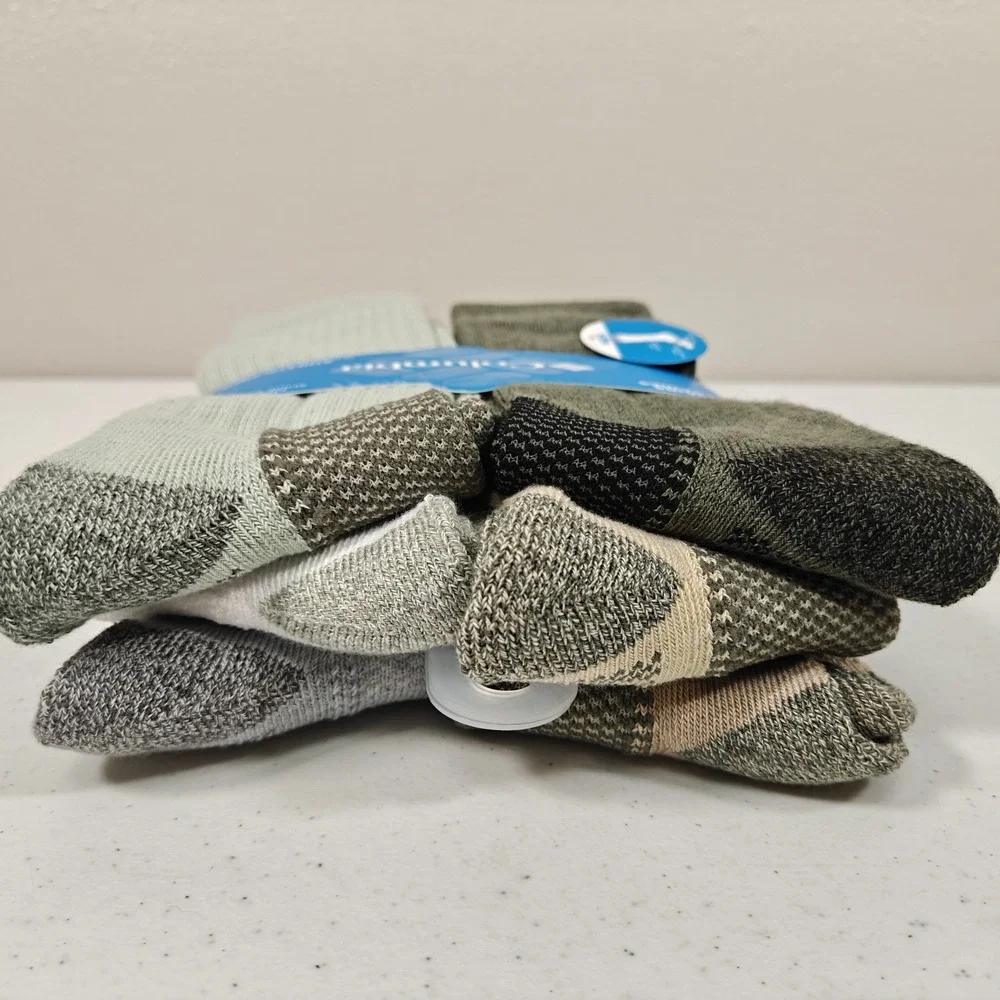 Men's Columbia Athletic Crew Socks 6 Pairs Six Pack Multi Color Green Size 6-12
